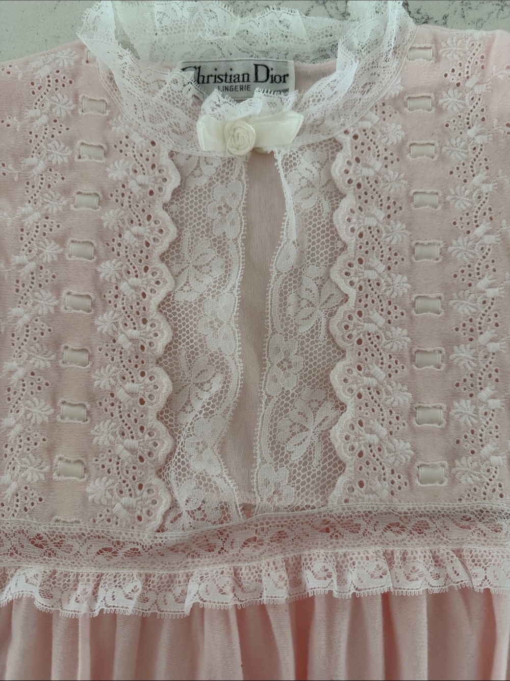 Christian Dior Women's Lace nightgown- Blush Pink with Lace design